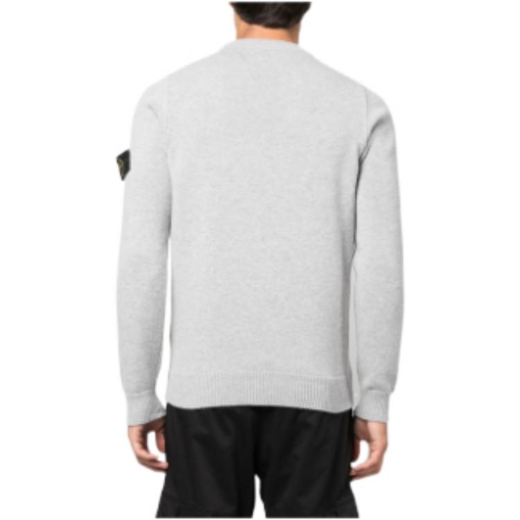 STONE ISLAND Lambswool Crew Neck Knit 'Pearly Grey' 7715508A3-V0061