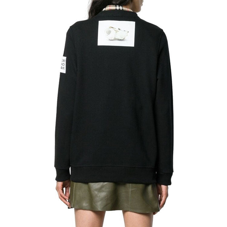 (WMNS) Burberry Printing Round-neck Swea Black 80136711
