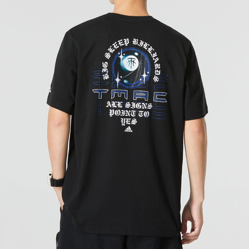 Men's adidas Tmac Tee 8 Alphabet Athleisure Casual Sports Round Neck Short Sleeve Black T-Shirt HS8523