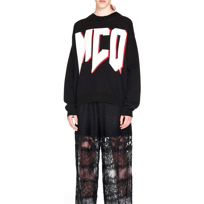 (WMNS) Alexander McQueen Alphabet Printing Hoodie 'Black' 540074-RMK23-1000