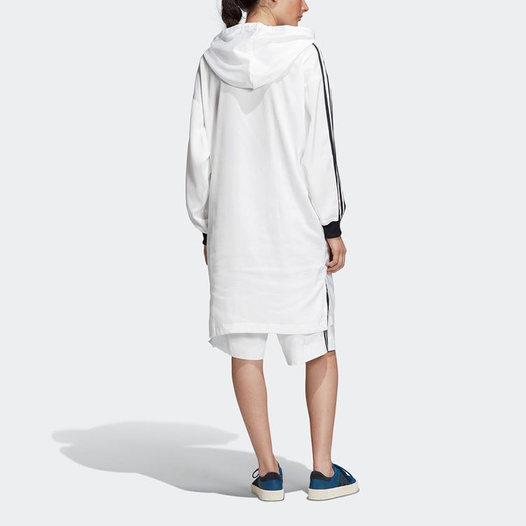 (WMNS) adidas originals Zip Hoodie Long Windproof Hooded Jacket White DU7255