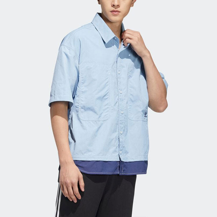 adidas originals Colorblock Design Casual Short Sleeve Shirt Blue HM7995