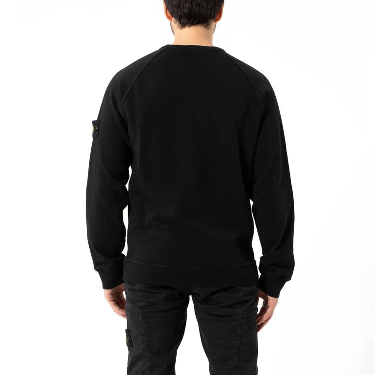 STONE ISLAND Logo Patch Crewneck Sweatshirt 'Black' 741566060-V0029