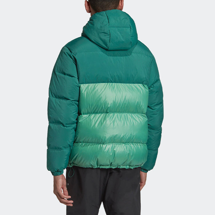 adidas originals Down Regen Puff Stay Warm Splicing Sports hooded down Jacket Green GE1329