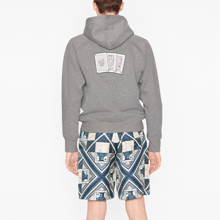 Men's DIOR x KENNY SCHARF Crossover FW21 Logo Embroidered Printing Patch Pullover Gray 143J683A0531-C888