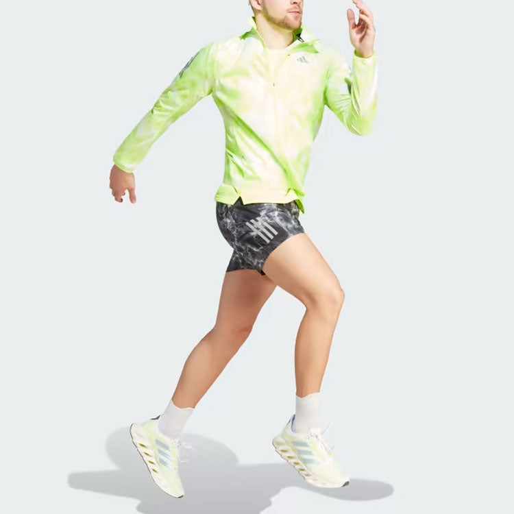 adidas Own The Run Allover Print Shorts Asia Sizing 'White Black Grey Six' IB6395