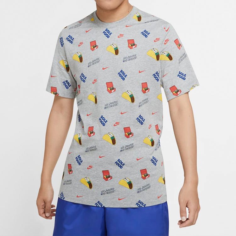 Nike Sportswear Pattern Printing Short Sleeve Gray CW0473-063