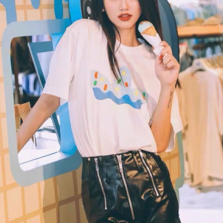 adidas originals x melting sadness Crossover Funny Logo Printing Round Neck Short Sleeve White T-Shirt HC5939