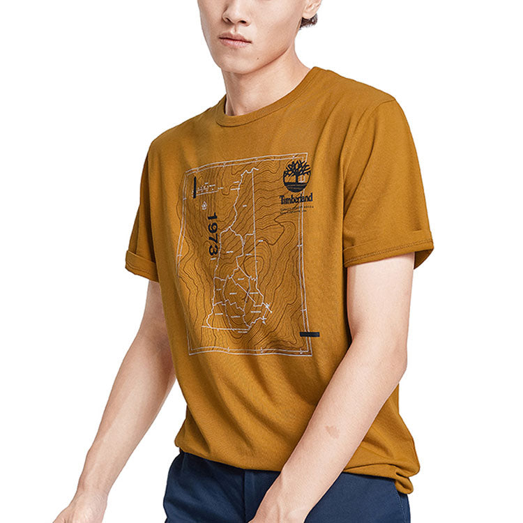 Men's Timberland Map Pattern Printing Short Sleeve Small A2EV8-P47