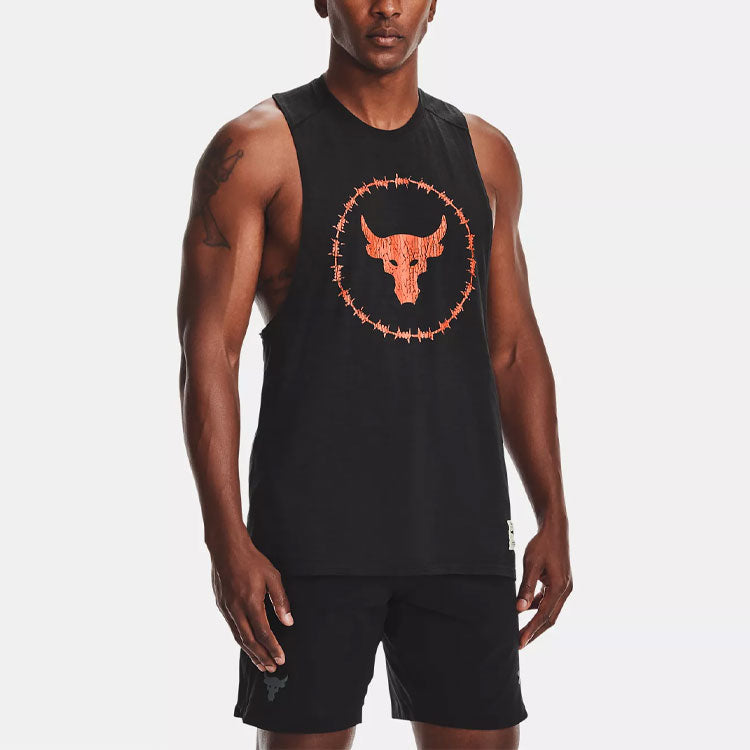 Under Armour Project Rock Charged Cotton Tank 'Black Orange' 1361623-001