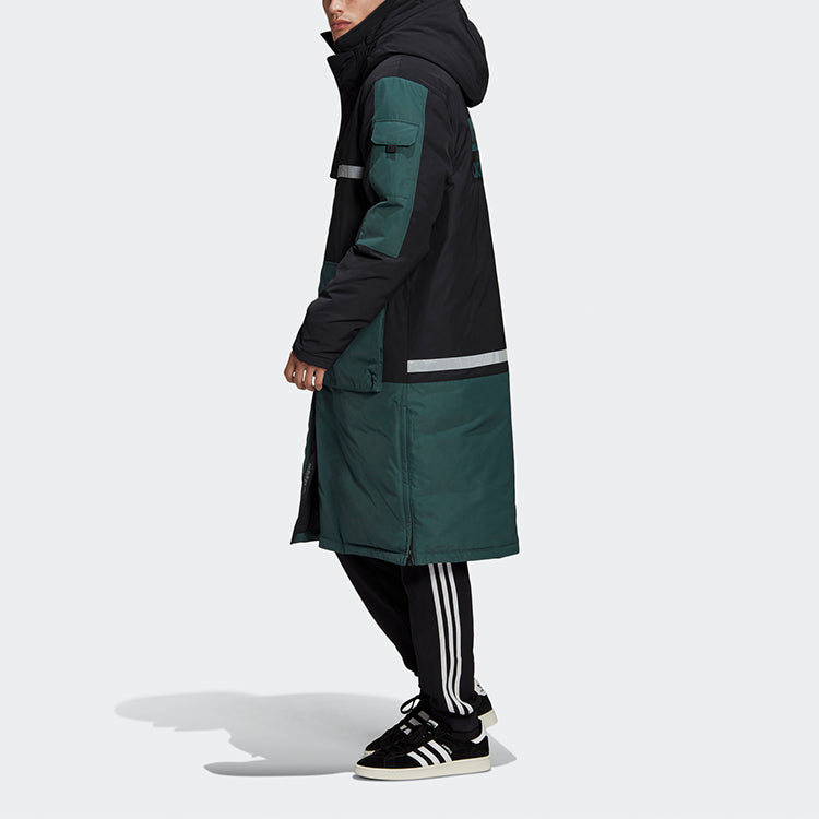 adidas originals Long Dwn Jkt Colorblock Casual Sports Stay Warm hooded Down Jacket Green GJ6729