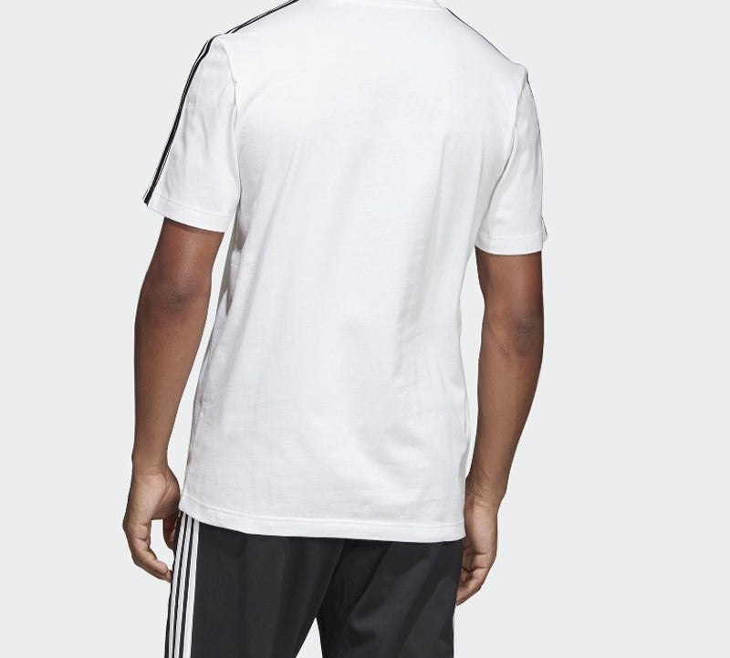 adidas E 3S Tee Classic Stripe Training Sports Round Neck Short Sleeve White DU0441