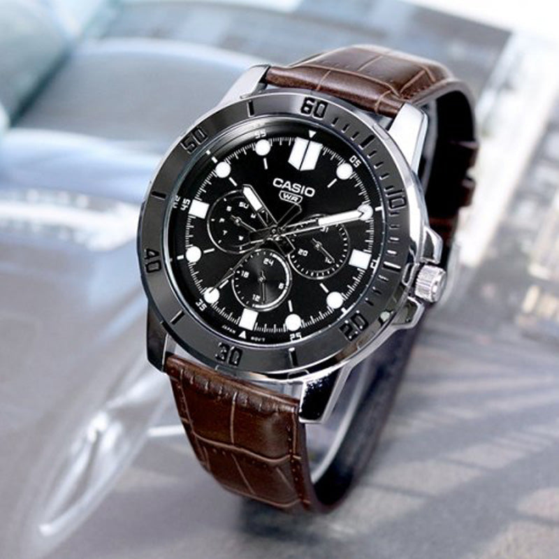 CASIO Male DRESS Japan / South Korea Fashion Mens Black Analog MTP-VD300L-1E