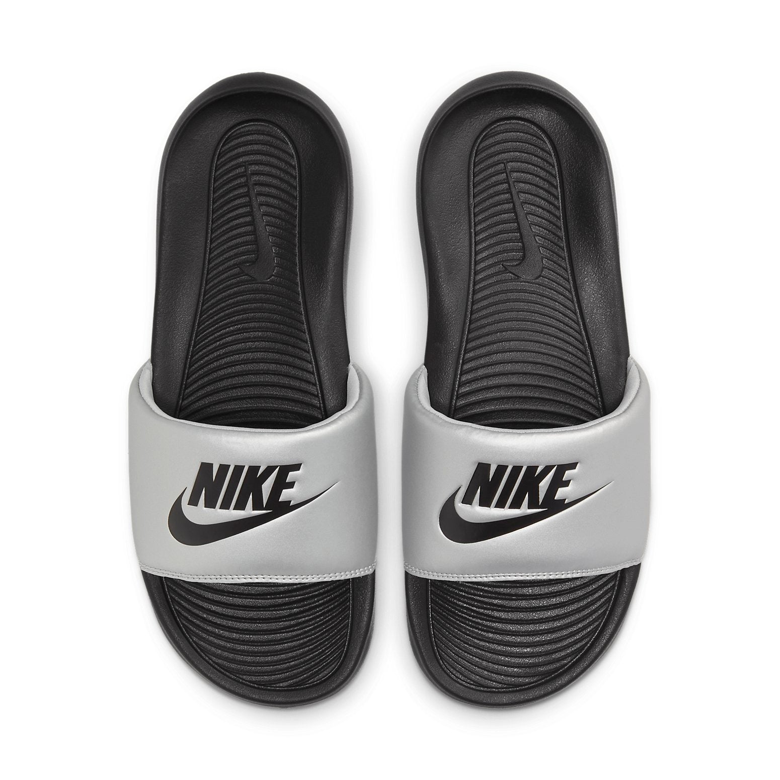 (WMNS) Nike Victori One Slide 'Black Metallic Silver' CN9677-006