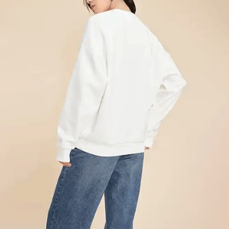 Li-Ning Sports Living Series Logo Printing Fleece Lined Loose Round Neck Pullover White AWDP932-19