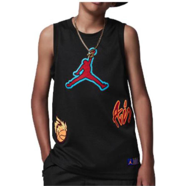 (GS) Air Jordan Patch Pack Jersey 'Black' 95C644-023