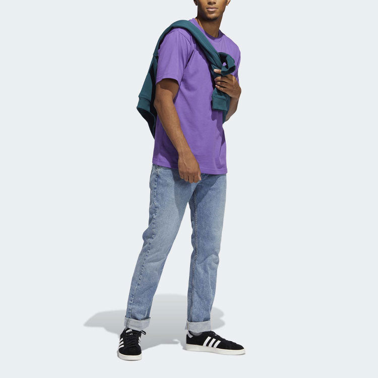 adidas originals Pattern Printing Round Neck Short Sleeve Purple GN3907
