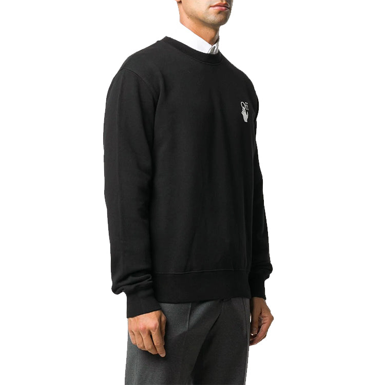 Off-White Cut Here Logo Printing Pullover Black OMBA025F20FLE0071001
