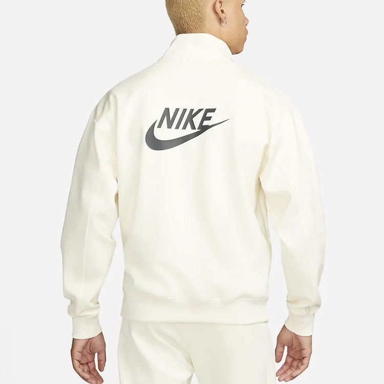 Men's Nike Casual Logo Printing Half Zipper High Collar Pullover Autumn White DQ4238-113