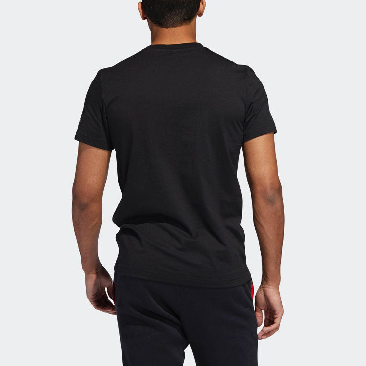 adidas Basketball Sports Printing Round Neck Short Sleeve Black DP5751