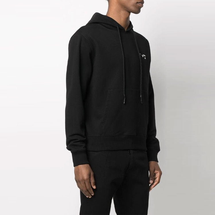 Men's Off-White FW21 Logo Drawstring Pullover Loose Fit Black OMBB034S21FLE0011001