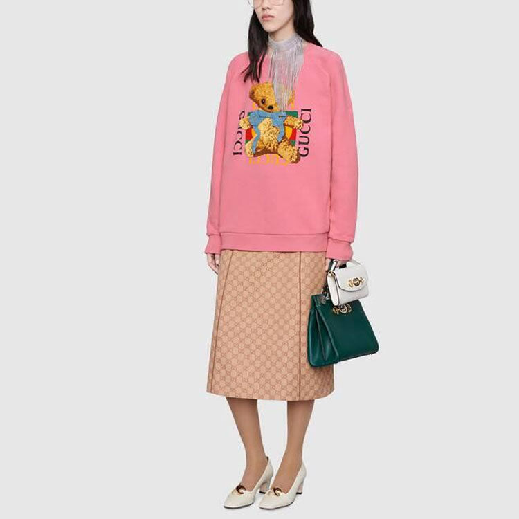 (WMNS) Gucci Animal Print Round Neck Long Sleeve Sweater For Pink 489677-X9N17-5681