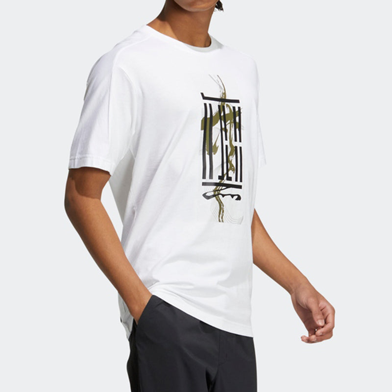 adidas Wj Gfx Logo Pattern Printing Athleisure Casual Sports Round Neck Short Sleeve White HI6860