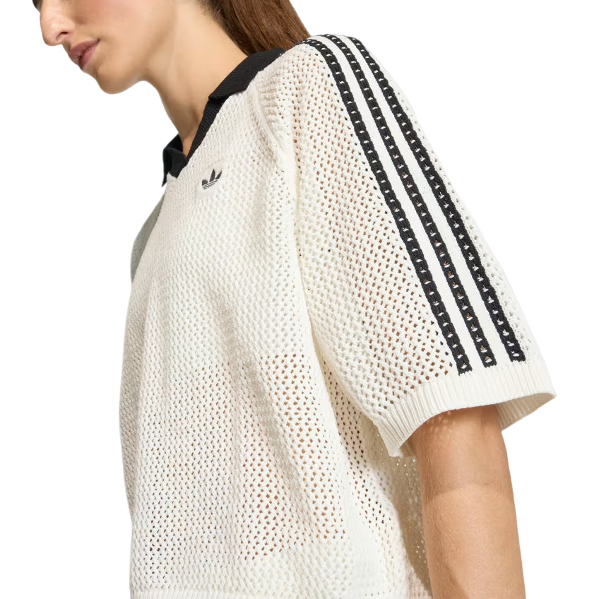 (WMNS) adidas Polo Shirt Asia Sizing 'White Black' KC6490