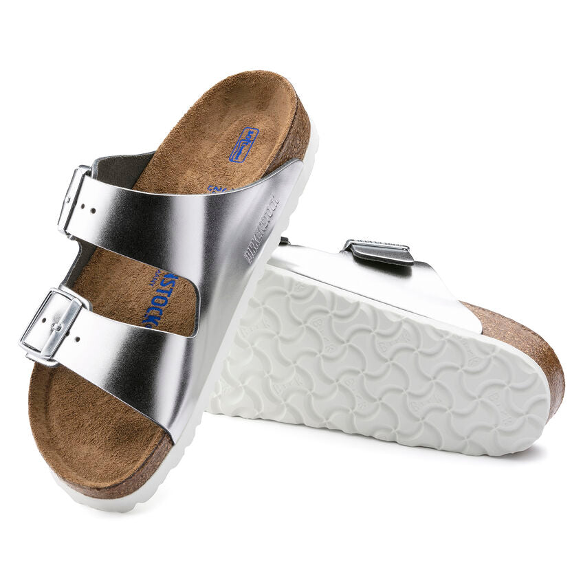 Birkenstock Arizona Soft Footbed Narrow Fit Sandals 'Metallic Silver' 1005961