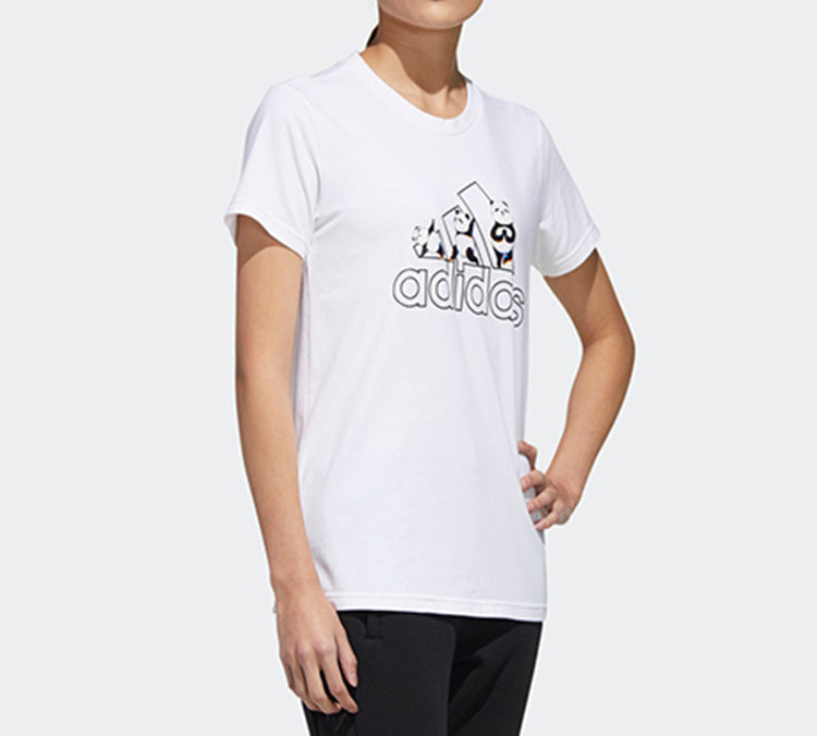 (WMNS) adidas Panda Bos Tee Sports Stylish Short Sleeve t White GL5643