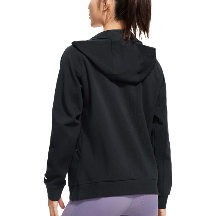 (WMNS) Li-Ning Essentials Logo Full Zip Training Hooded Jacket 'Black' AWDS780-2