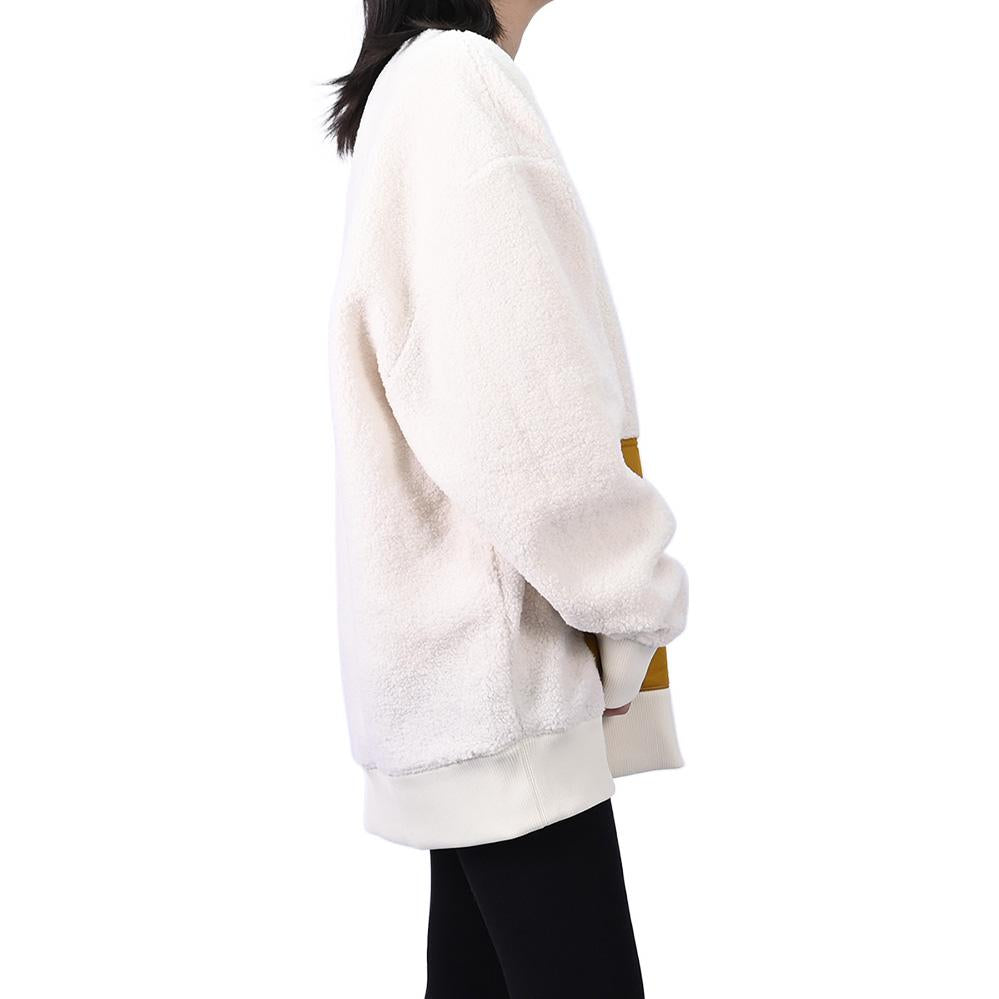Vans lamb's wool Contrast Color Stitching Round Neck Couple Style Creamy White VN0A5H7M3KS