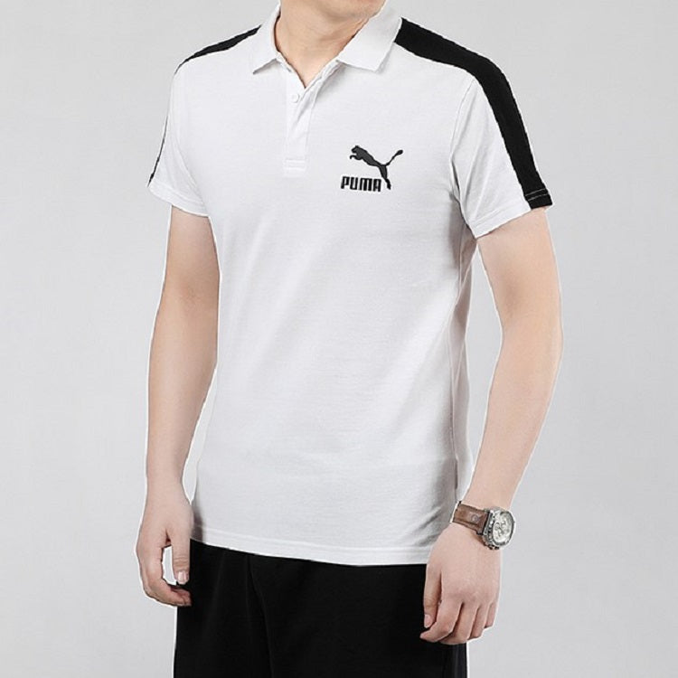 PUMA Iconic T7 Polo Shirt 'White Black' 598250-02