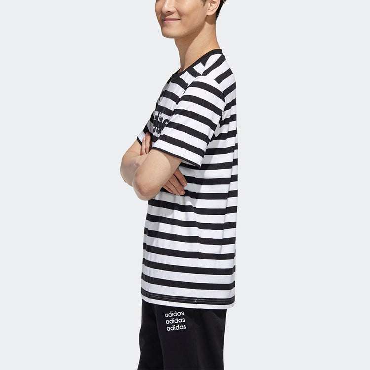 adidas neo Stripe Short Sleeve Sports Pullover Black GJ8917