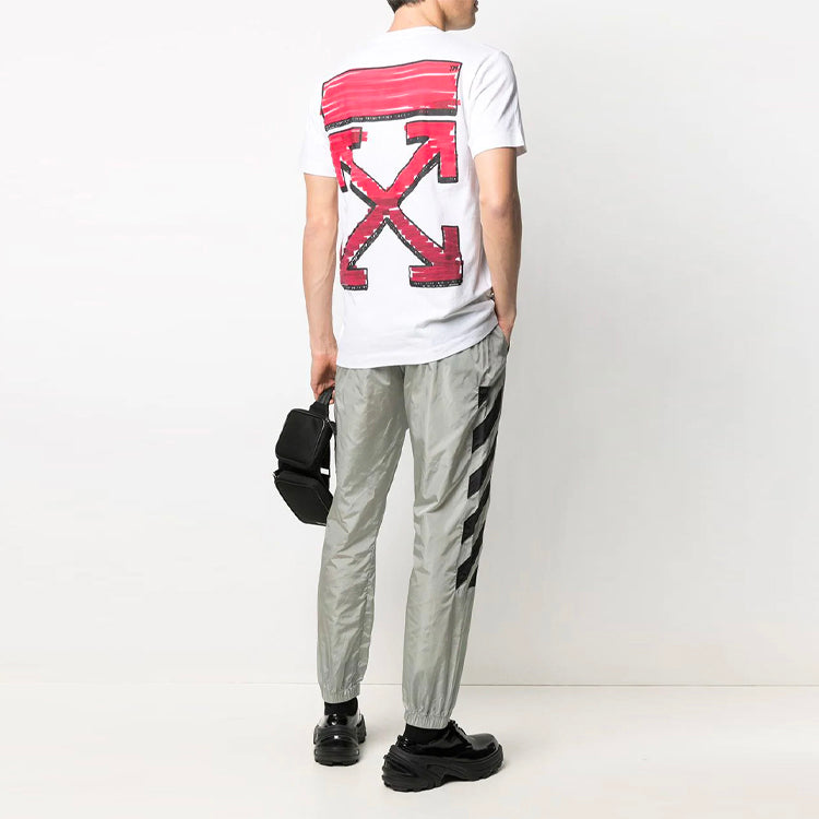 Off-White SS21 Back Arrow Logo Printing Round Neck Pullover Short Sleeve White OMAA027R21JER0030125