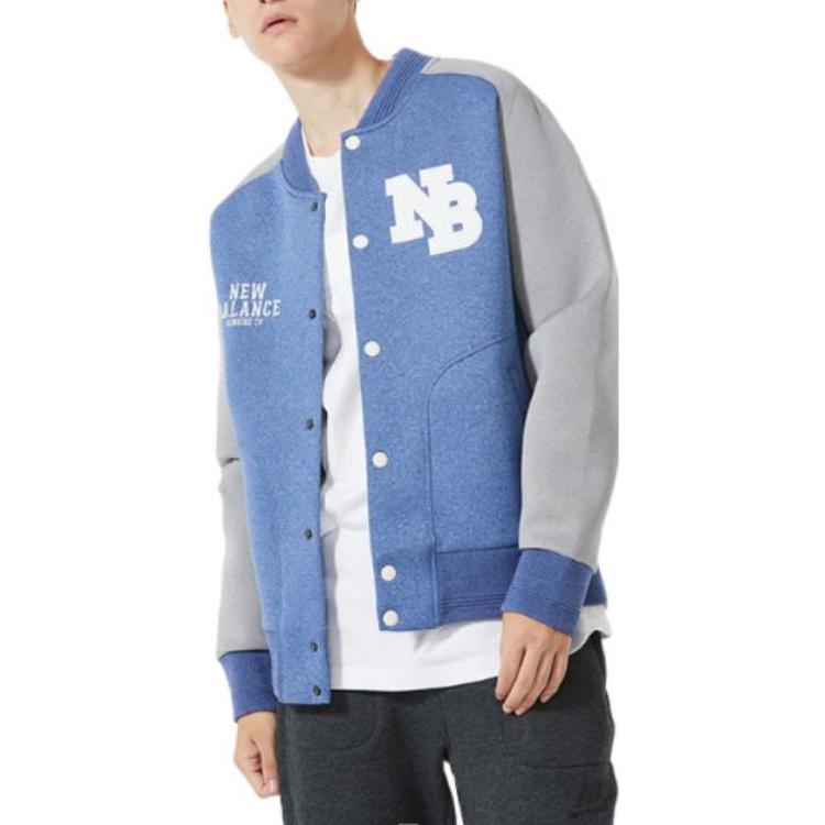 New Balance Stand Collar Woven Baseball Jacket Asia Sizing 'Blue Grey' AMJ61606-BNH