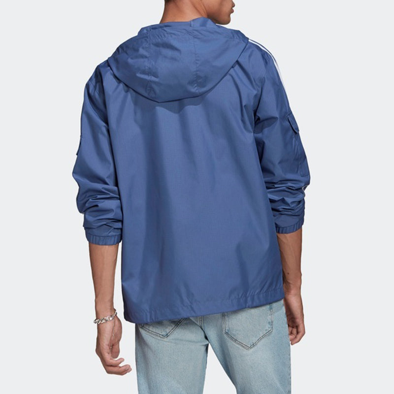 adidas originals 3-stripes Wb Fz Woven Hooded Jacket Blue GN3469