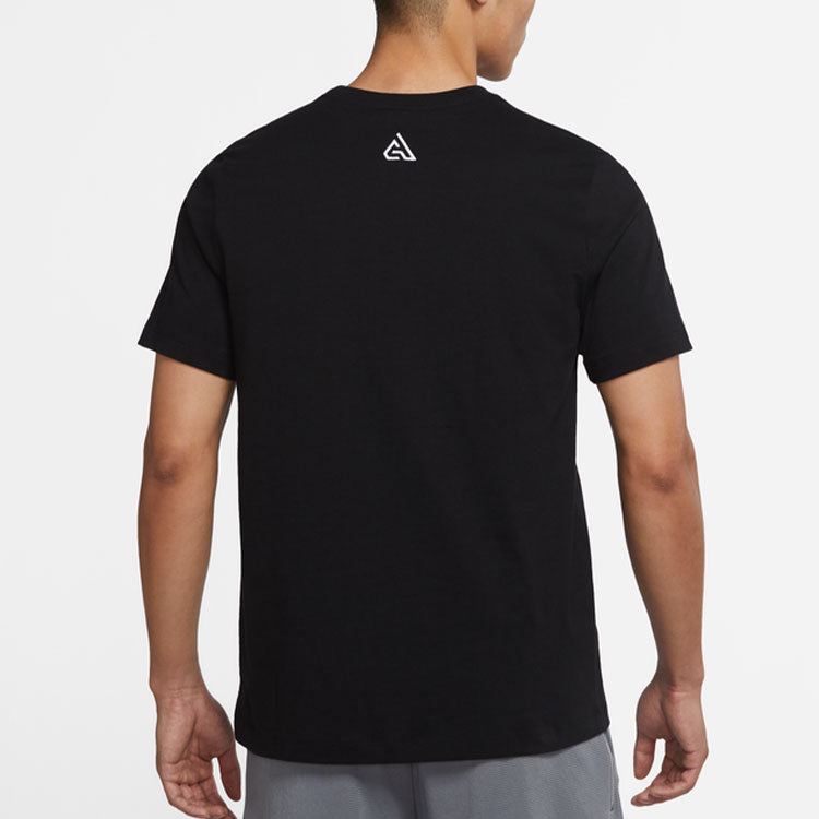 Men's Nike Plant Pattern Printing Round Neck Pullover Short Sleeve Black T-Shirt DQ1868-010