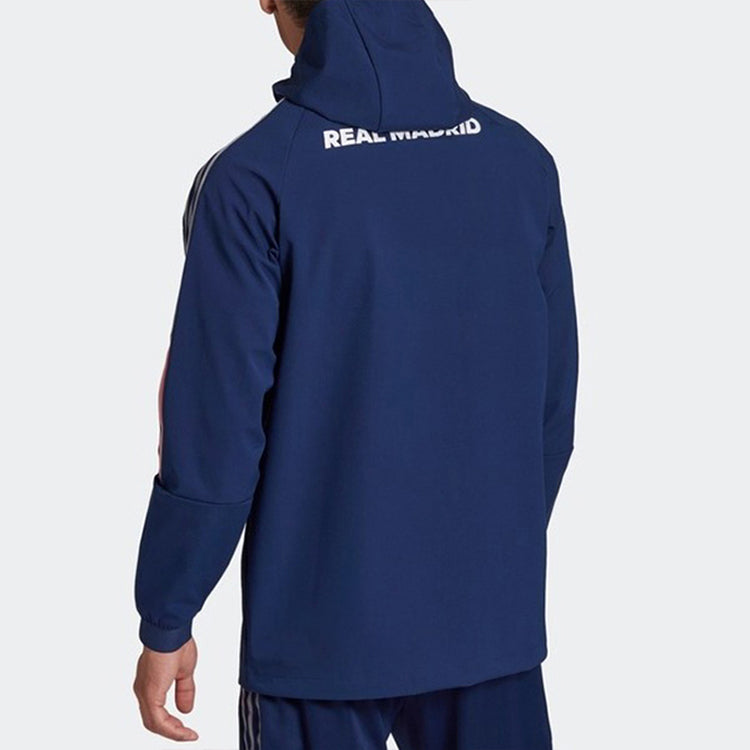 adidas REAL TRAVEL JKT Real Madrid Soccer/Football Sports Hooded Jacket Deep Blue FR3878