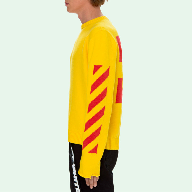 Off-White Men's SS21 Sweater Slim Fit Yellow OMHE023S21KNI0011925