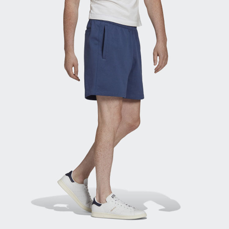 Men's adidas Solid Color Lacing Elastic Waistband Athleisure Casual Sports Shorts Indigo HF6360