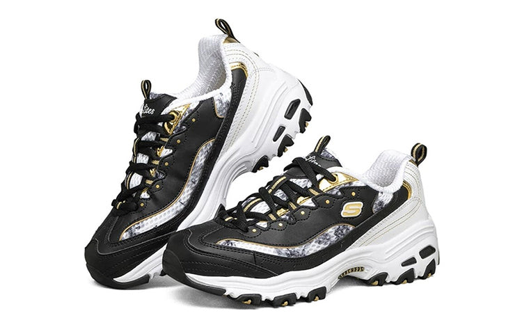 (WMNS) Skechers D'Lites Running Shoes Black/Gold 99999957-BKGD