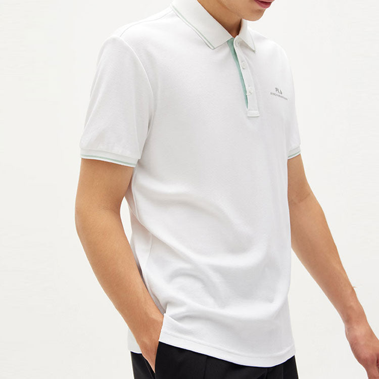 FILA Solid Color Athleisure Casual Sports Short Sleeve Polo Shirt White F11M138157F-WT