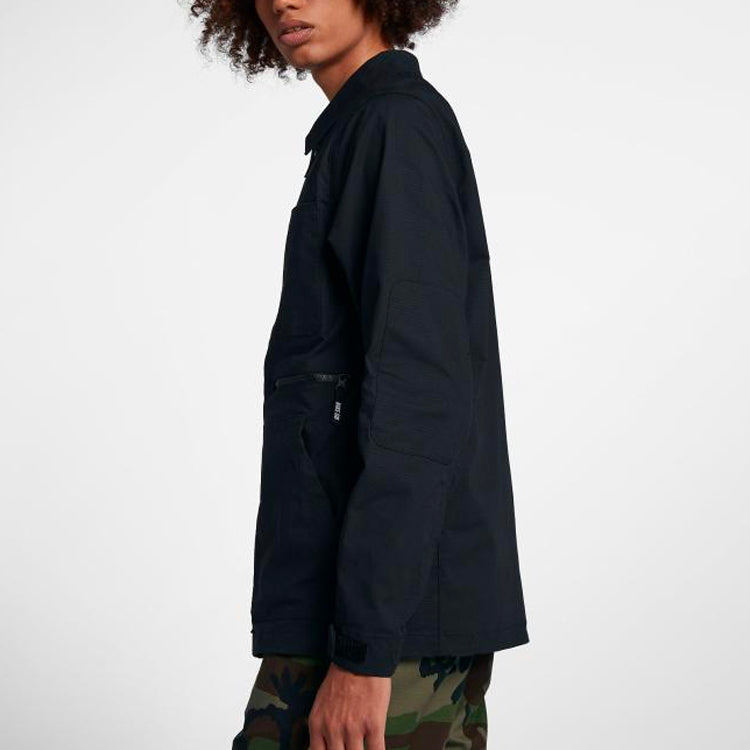 Nike SB Dri-FIT Flex Skateboard Athleisure Casual Sports Cargo Shirt Jacket Black 938019-010