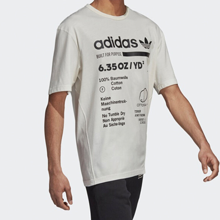 adidas originals Alphabet Printing Round Neck Short Sleeve White DM2084