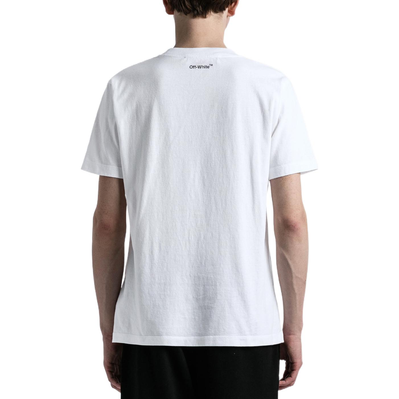 Men's Off-White SS22 Elizabeth Printing Round Neck Pullover Short Sleeve White T-Shirt OMAA038C99JER0020145
