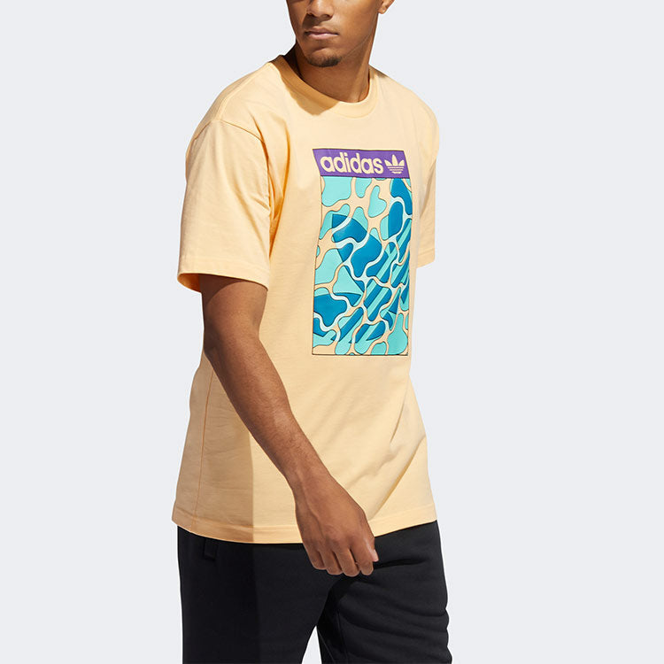 adidas originals Summer Tongue L Contrasting Colors Printing Sports Short Sleeve Orange Yellow GN3901