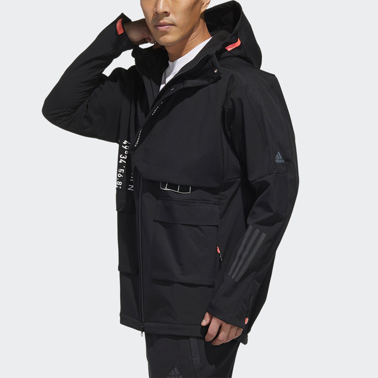 adidas M Tech Outr JKT Zipper Cardigan Casual Sports Hooded Jacket Black FU6569