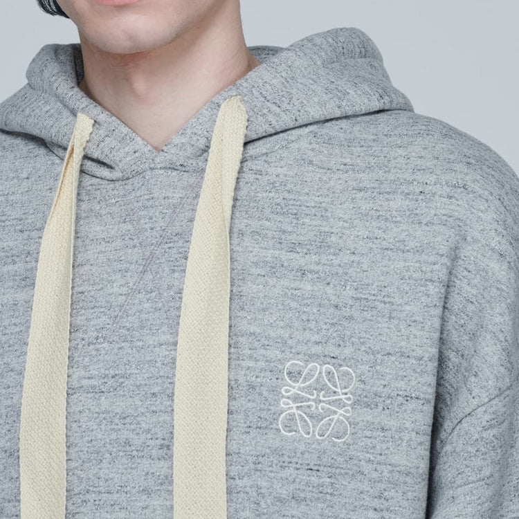 Men's LOEWE Anagram Embroidered hooded Long Sleeves Gray H6109701SI