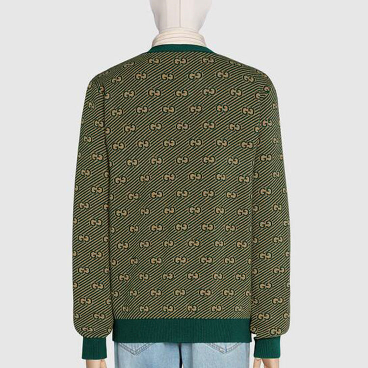 Gucci GG Striped Wool Cardigan For Men Green 630412-XKBFZ-3119